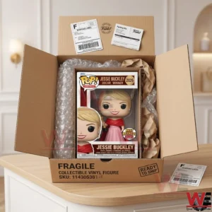 Jessie Buckley Academy Award commemorative figure box inside a shipping container with packing materials!