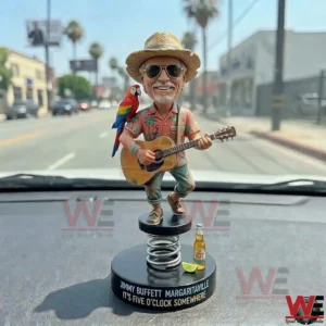 Jimmy Buffett Margaritaville dashboard figure with guitar and parrot on a car dashboard!