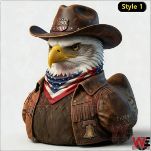 Patriotic eagle in cowboy hat and leather vest!