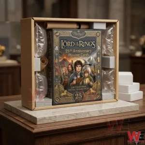 Lord of the Rings 25th Anniversary Commemorative Deck Playing Cards 3 An open shipping box containing the Lord of the Rings card deck with protective packaging materials!