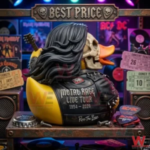 Metal Rock Live Tour Edition Duck 6 Rear view of the rocker duck leather jacket.