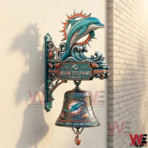 Miami Dolphins themed wall bell mounted on a light wall!
