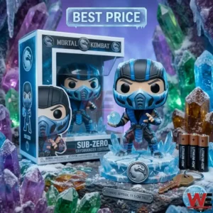 Sub Zero vinyl figure on an ice base in a crystal cave with his collector box!