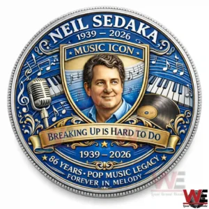 Commemorative music tribute coin with a portrait and musical symbols!