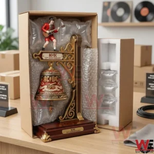 AC DC anniversary statue packed securely in a shipping box with protective materials!