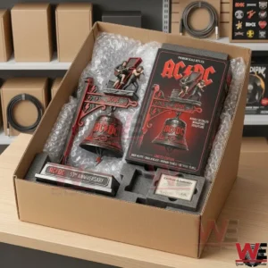 AC DC collector sculpture and box packed in custom foam for shipping!