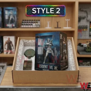 An open shipping box containing the Jill Valentine anniversary set!