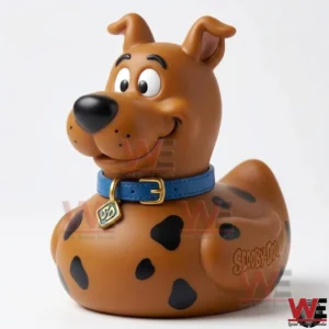 Scooby Doo inspired brown duck with blue collar on a plain background!