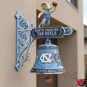 North Carolina Tar Heels Chapel Hill Wall Bell 6 Close view of a North Carolina Tar Heels wall bell mounted on a wall!