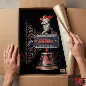 Ole Miss wall bell inside an open box!