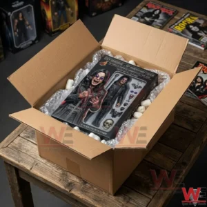 A rock music collectible box being unpacked from a shipping container with protective materials!