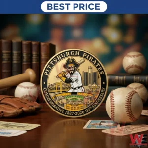 Pittsburgh Pirates anniversary coin displayed with baseball items!