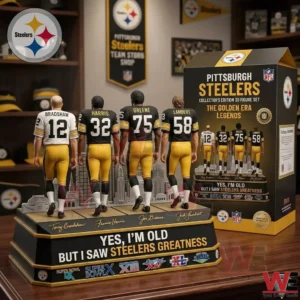Pittsburgh Steelers golden era legends figure display with four players and collector box!