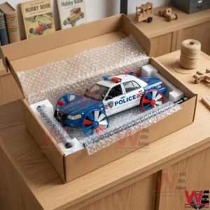 Police Car Limited Edition Garden Wind Spinner 3 A creative police car lawn ornament with propellers standing in a bright flower bed!