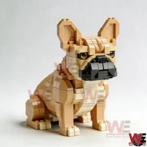 Premium French Bulldog Building Block Set 6 Block built french bulldog figure on a plain light background!