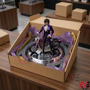 Prince Purple Rain Car Hood Ornament 3 A musician collectible in a shipping box with purple tissue paper and protective foam!