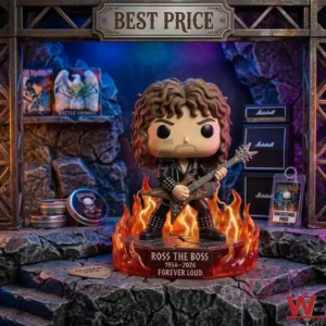 Rock star vinyl figure in a crystal cave.