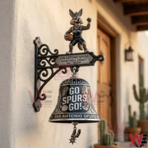 San Antonio Spurs wall bell hanging outside on a house wall!