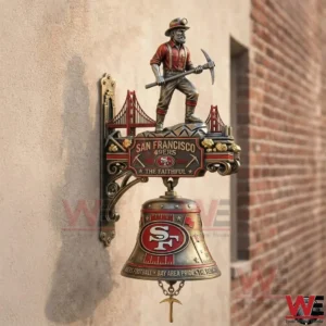 San Francisco Forty Niners wall bell with miner mascot and team logo!