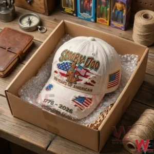 Scooby Doo 250 Years of American Cap 3 Scooby Doo cap in a shipping box with protective wrap.