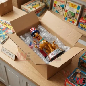 Scooby Doo America 250th Anniversary Car Hood Ornament 3 A Scooby Doo anniversary figure in a shipping box with clear bubble wrap!