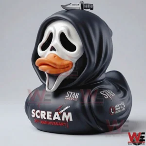 Black hooded duck with Ghostface style mask and knife topper!