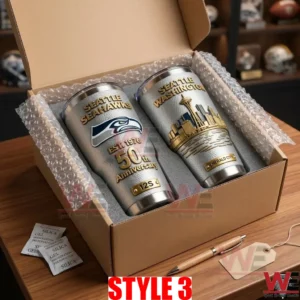 Gift set of two Seattle Seahawks anniversary tumblers packaged in a box!