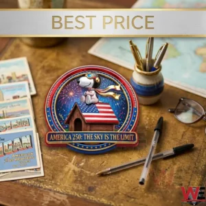Snoopy aviator patriotic metal badge.