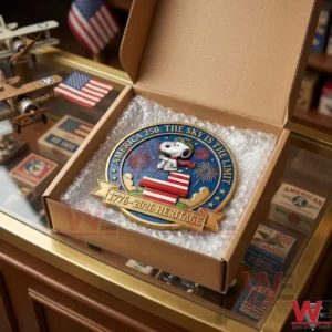 Heritage Snoopy badge in a box.