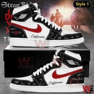 Black white and red high top sneakers with custom name text and signature graphics!