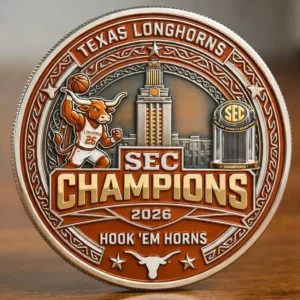 Texas Longhorns SEC Champions commemorative coin with mascot and tower design!