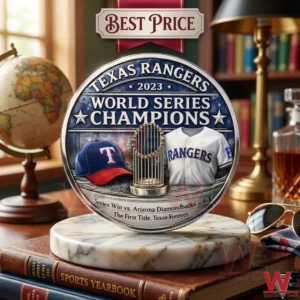 Texas Rangers 2023 World Series Champions commemorative silver coin.