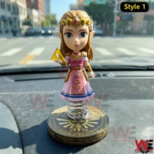 Princess Zelda bobblehead on a car dashboard!