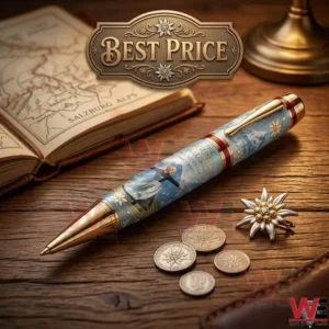 Collector edition pen for The Sound of Music movie anniversary shown with vintage themed items.
