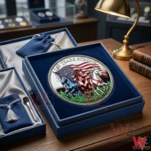 A silver anniversary coin for the United States bicentennial plus fifty years in a luxury blue velvet box!