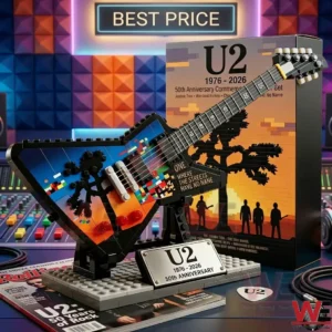 A U2 50th anniversary guitar building set with its collector box and music memorabilia!