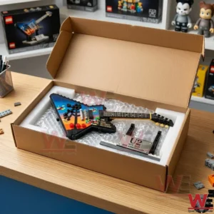 A built U2 anniversary brick guitar packed safely inside a shipping container!