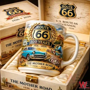 Luxury gift box packaging for a commemorative Route 66 centennial ceramic mug!