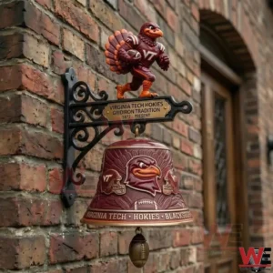Virginia Tech Hokies wall bell with mascot on a brick wall!