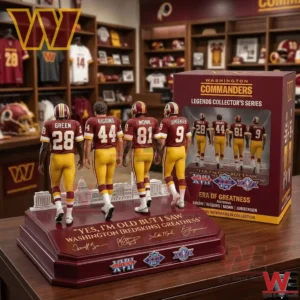 Washington Commanders collectible display with four team legends and branded box!
