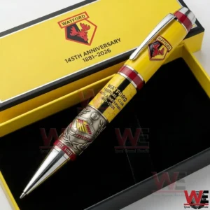 Watford anniversary pen in a yellow gift box with the club crest!