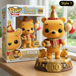Pooh anniversary figure with balloons honey pot and gift box display!