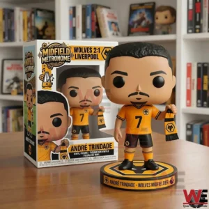 Andre Trindade Wolves collectible style figure beside its box on a table!