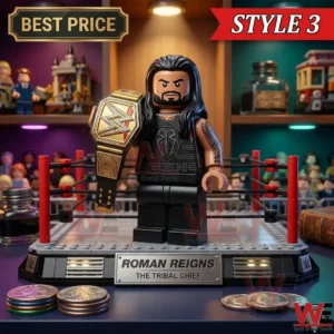 Roman Reigns Tribal Chief building block figure in a grey wrestling ring!