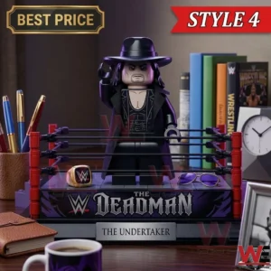 The Undertaker building block figure in a purple and black themed wrestling ring!