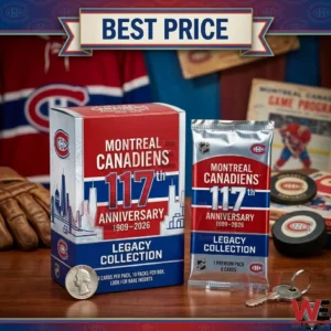 Montreal Canadiens 117th anniversary card box and pack on a desk!