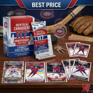 Assorted Montreal Canadiens player cards with a hockey stick and glove!