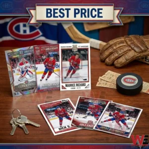 Close up of Montreal Canadiens anniversary cards including Maurice Richard!