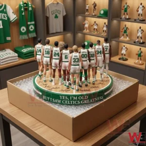A collectible basketball figure set placed inside a cardboard box with bubble wrap for safe shipping!