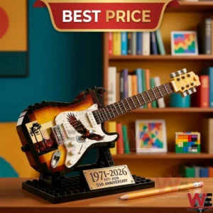 Toy guitar made of blocks on a desk!